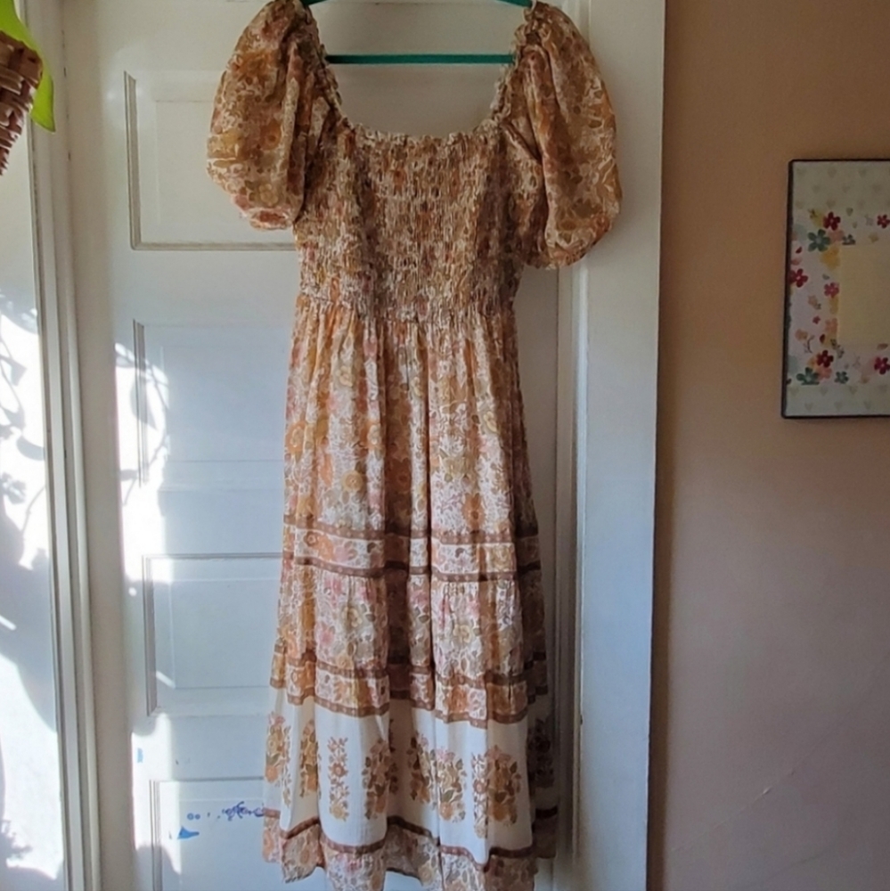 Spell Juniper Shirred Midi M
